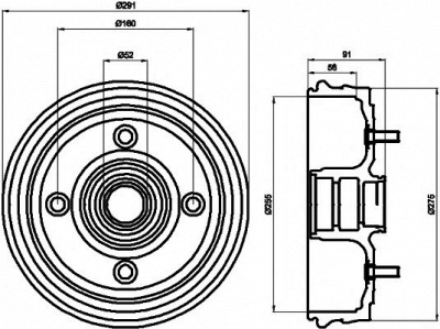 HELLA PAGID 8dt355300891 -  Тормозной барабан